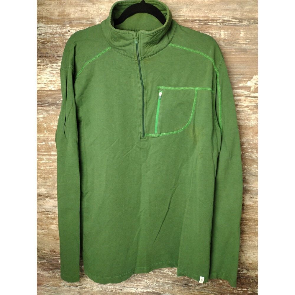 Tasc Sweater Mens XL Green Bamboo Performance 1/4 Zip Pullover Stretch Outdoor